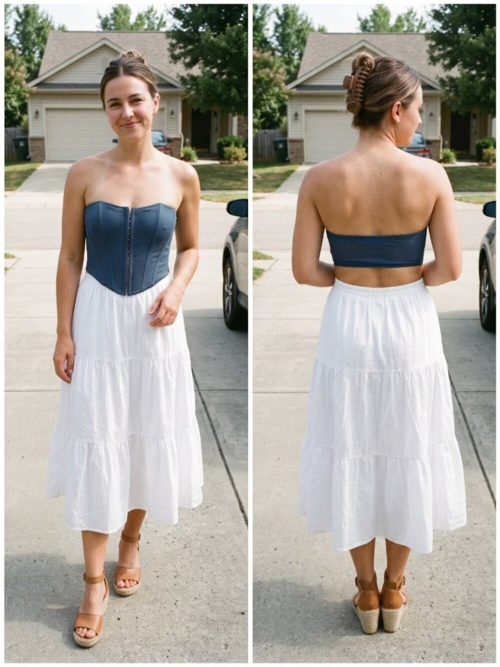 Princess Polly Blue Mesh Boned Strapless Corset Bustier Crop Top US 8 Coquette